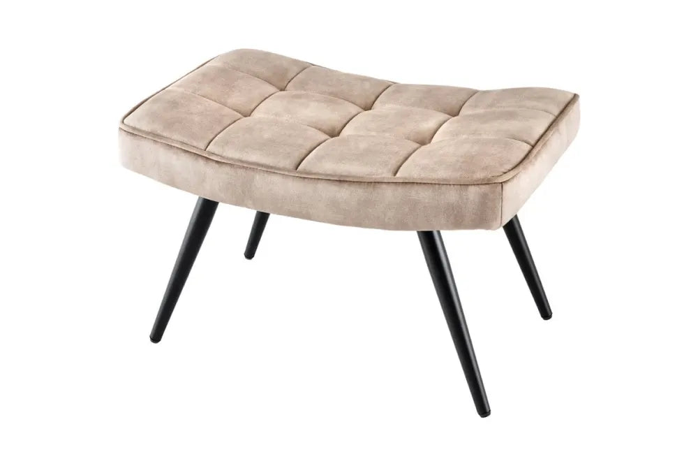 Puf din Metal Negru si Catifea Bej H39xL60cm Scandinavia