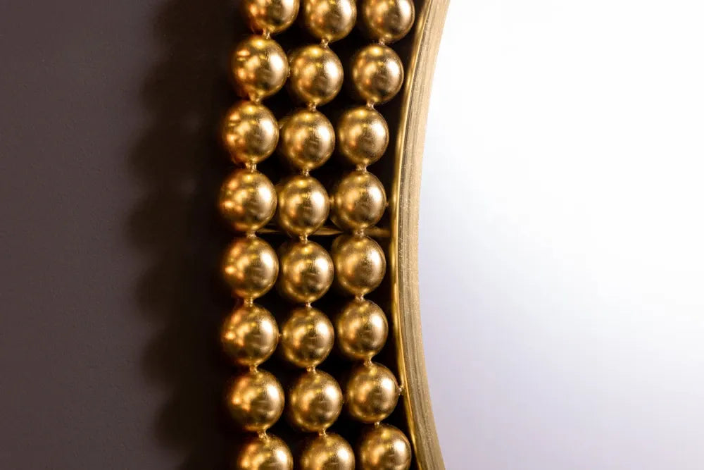 Oglinda cu rama din Metal Auriu D76cm Pearls