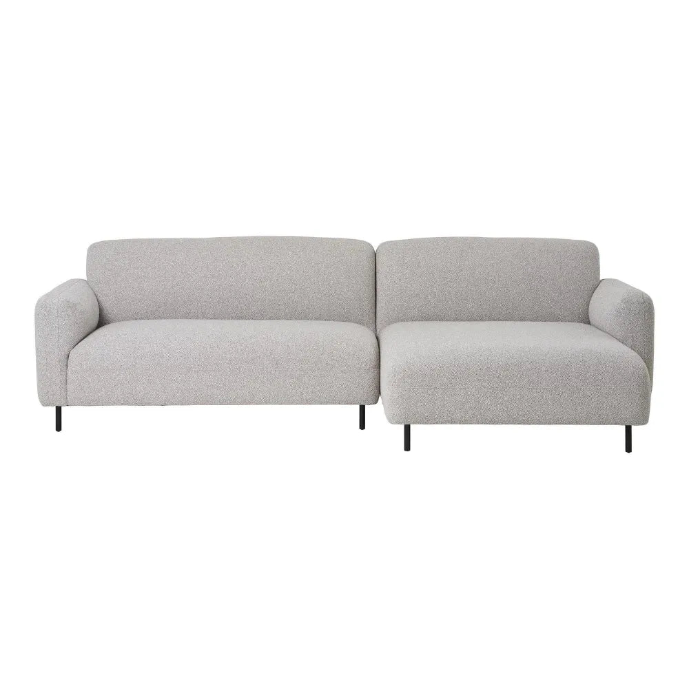 Coltar orientare dreapta cu picioare din Metal Negru tapitat cu Stofa boucle Gri L265xH80cm Salvador