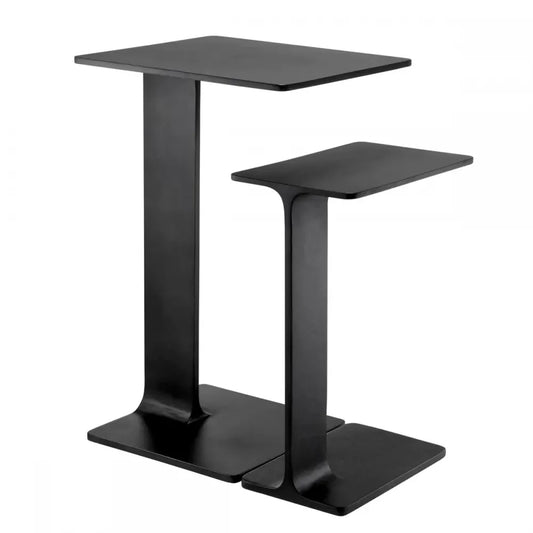 Set 2 masute laterale Dreptunghiulare din Aluminiu Negru L39.5/45xl25/40cm Smart Eichholtz
