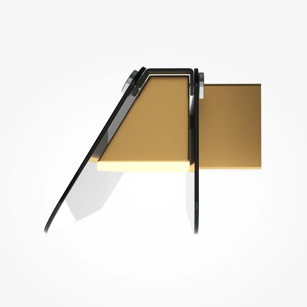 Aplica de perete din Metal Negru/Alama si Sticla Gri H8.2xL30cm Flat