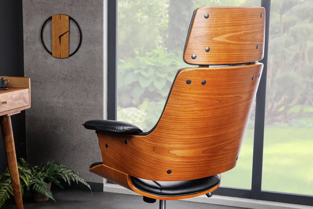 Scaun de birou cu inaltime reglabila din Piele artificiala Negru cu picioare din Metal Argintiu H111-120xL64xA64cm Manhattan