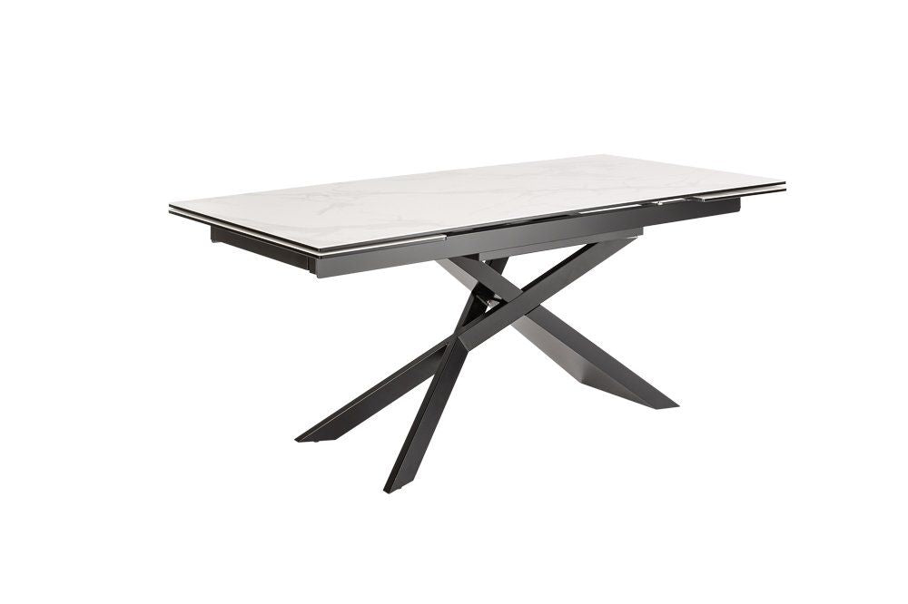 Masa extensibila dreptunghiulara din Ceramica Alb/Negru de 8-10 persoane L180/260x90cm Euphoria