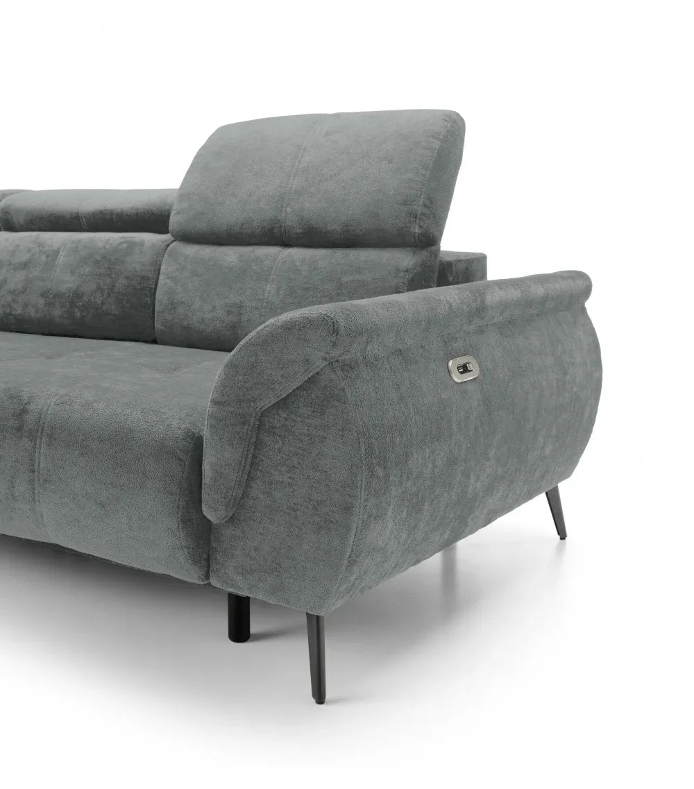 Coltar extensibil electric tapitat cu Chenille Gri Inchis cu lada depozitare Genova II