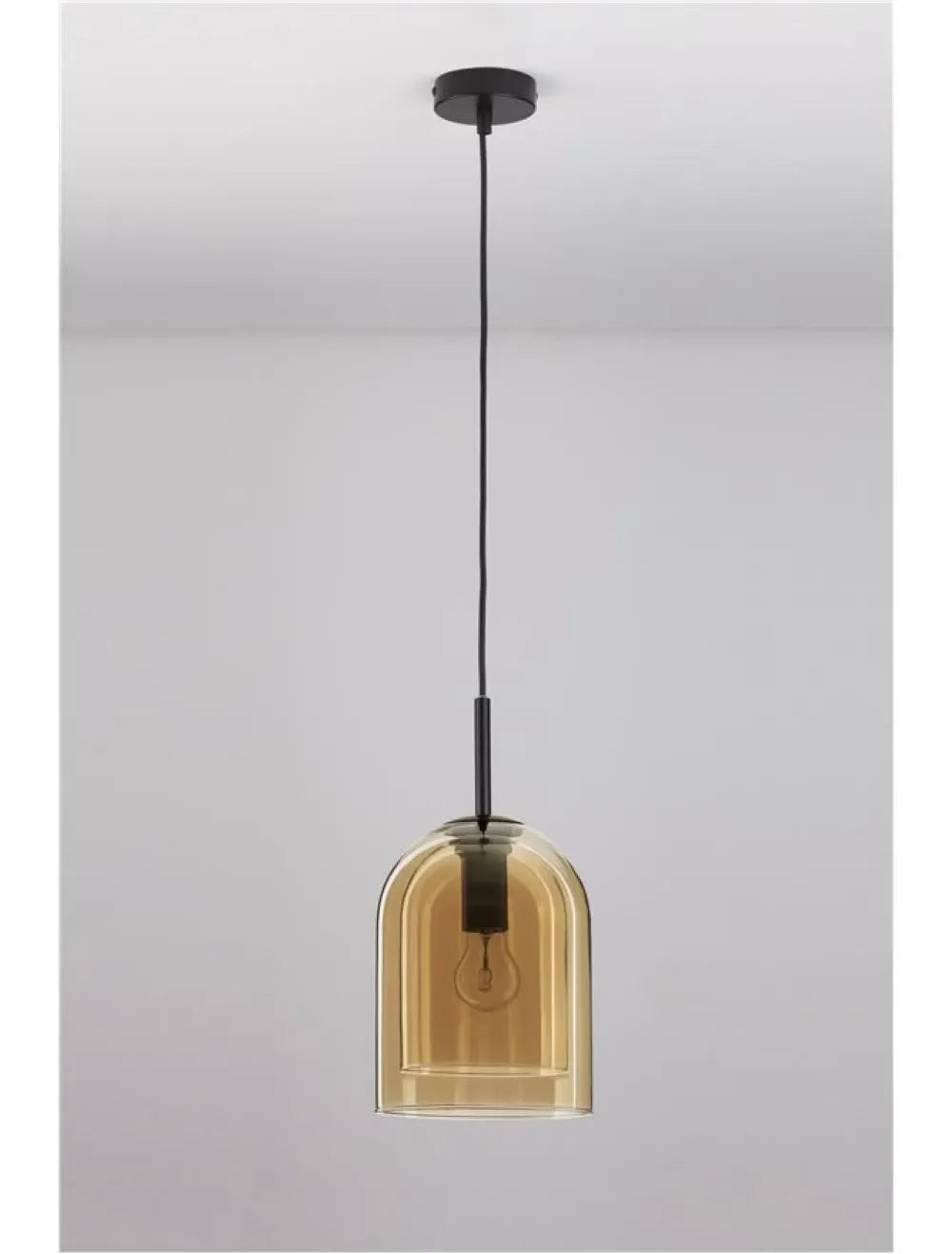 Pendul structura din Metal Negru si abajur din Sticla Auriu H240xL18cm IP20 VELOR