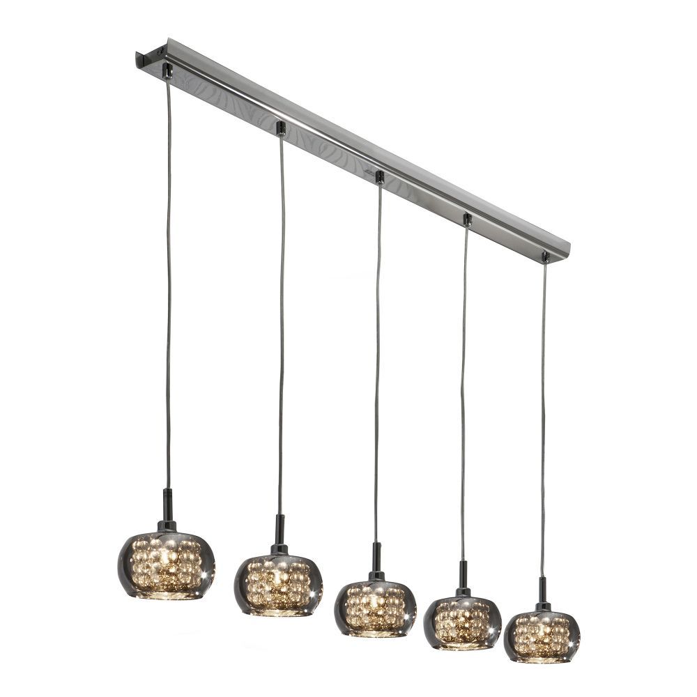 Lustra dreptunghiulara cu inaltime reglabila din Sticla Transparent cu 5 becuri L105x13xH130cm Arian