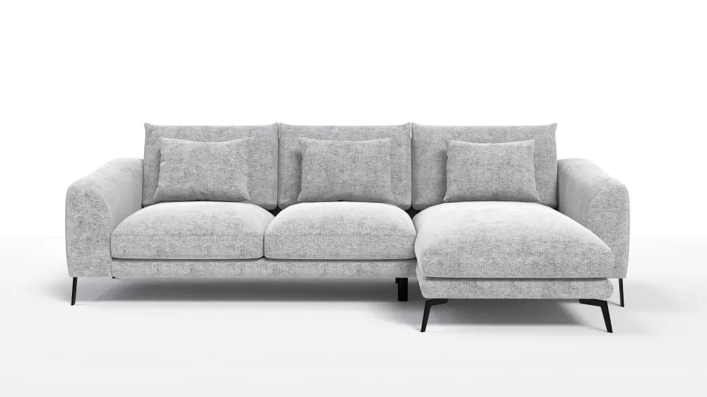 Coltar in forma de L tapitat cu Chenille Gri deschis Sajma 20 L293x172cm Aspen