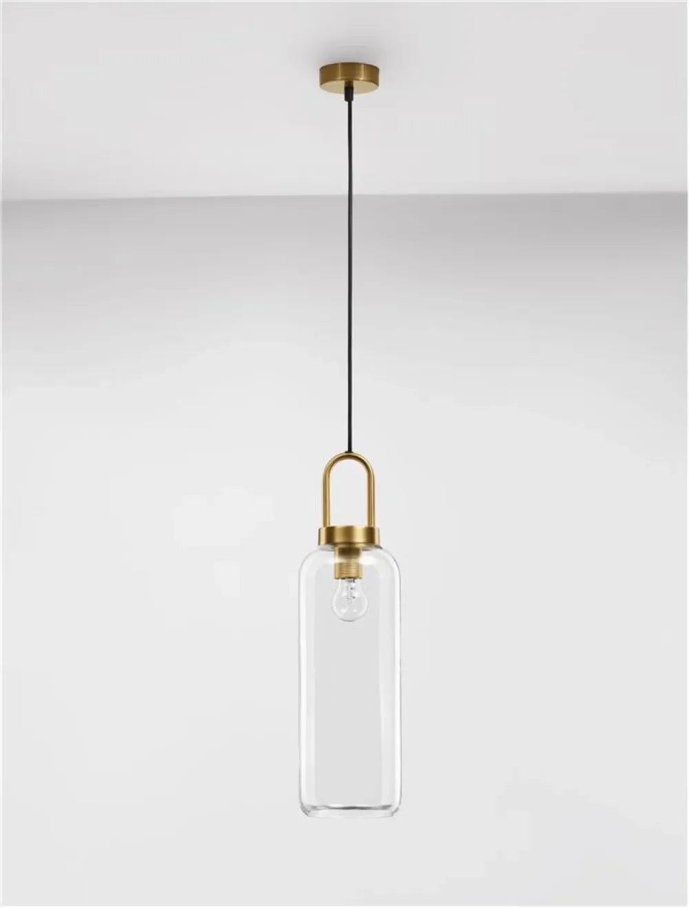 Pendul structura din Metal Alama si abajur din Sticla Transparent H255xL15.5cm IP20 IRVINE