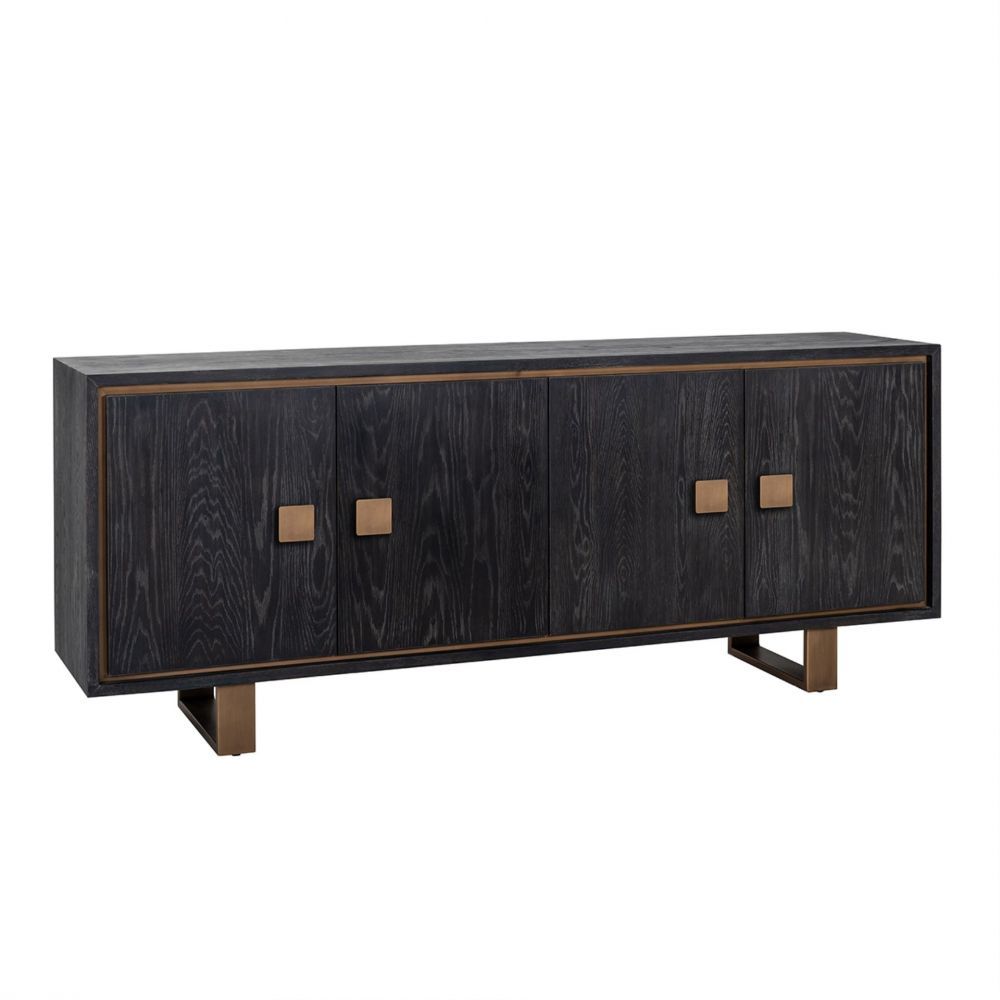 Comoda din Lemn masiv de stejar si Metal Negru/Auriu L200xH81cm Hunter Richmond Interiors