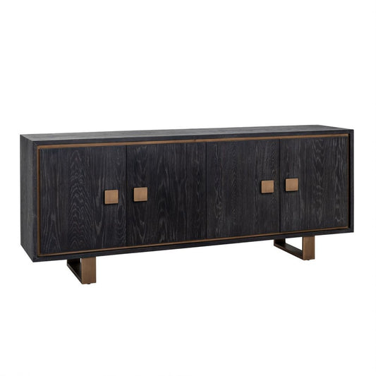 Comoda din Lemn masiv de stejar si Metal Negru/Auriu L200xH81cm Hunter Richmond Interiors