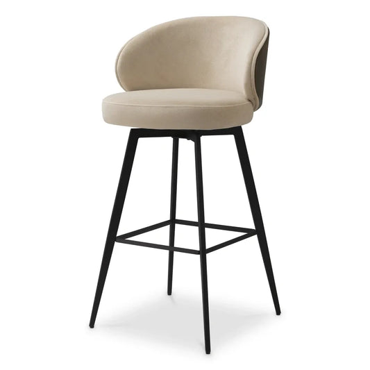 Scaun de bar rotativ tapitat cu Stofa Bej L57xA52xH102cm Camerota Eichholtz