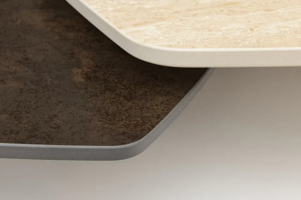Masuta de cafea din Ceramica Bej/Maro ruginiu si Metal Negru L130xH44cm Movement