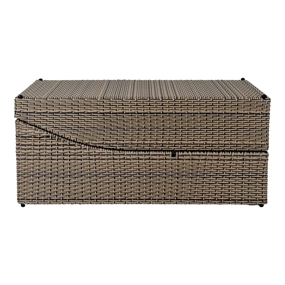 Sezlong de exterior cu perna din Metal/poliratan Maro si Stofa Gri H35/80xL200cm Split