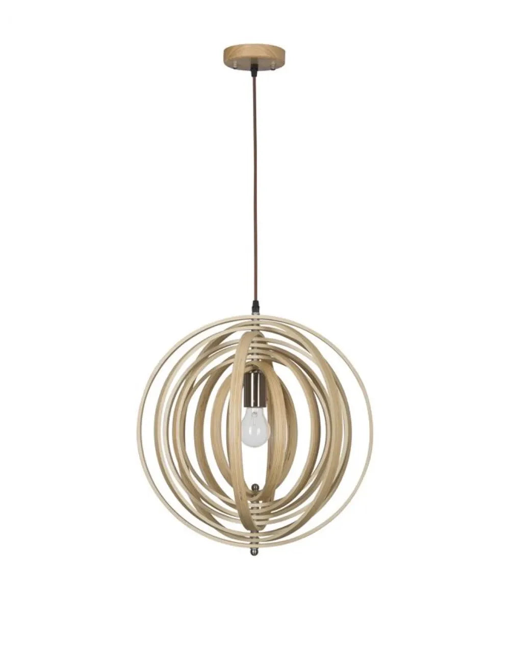 Pendul structura din Metal Negru si abajur din Lemn Bej H130xL43cm IP20 ASCO