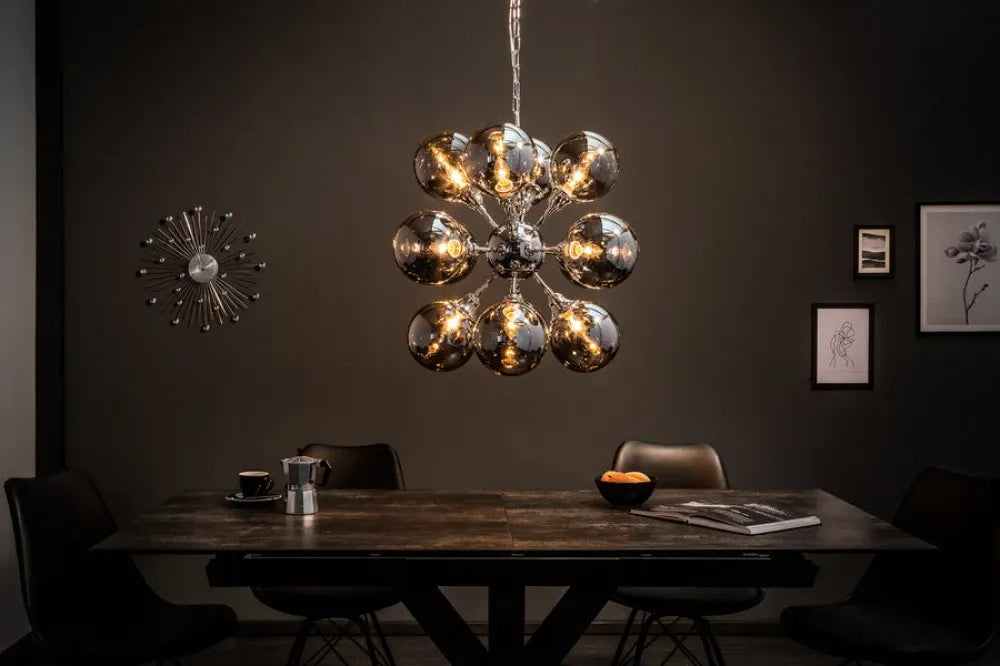 Pendul din Metal Argintiu si Sticla Argintiu L72xH72cm GALAXY