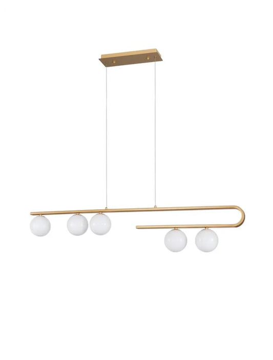 Lustra structura din Metal Auriu si abajur din Sticla Alb H180xL113cm IP20 CANTONA
