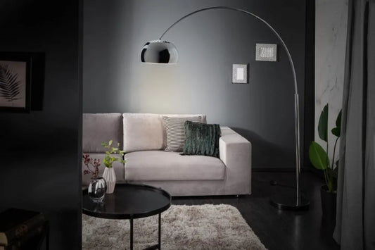 Lampa de podea din Marmura/Metal Negru si Metal Argintiu lucios H170-210xL150-160cm Big Bow