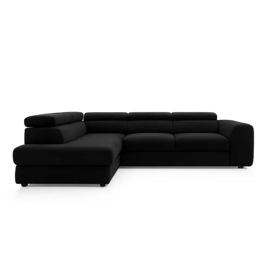 Coltar Extensibil cu spațiu depozitare in formă L Bergamo II catifea Vogue negru