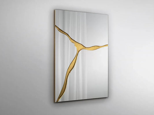 Oglinda Dreptunghiulara cu rama din MDF Auriu H120xL80xA4cm Surcos