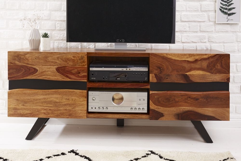 Comoda TV din Lemn masiv de palisandru si Metal Maro/ Negru Amazon L160xH63cm