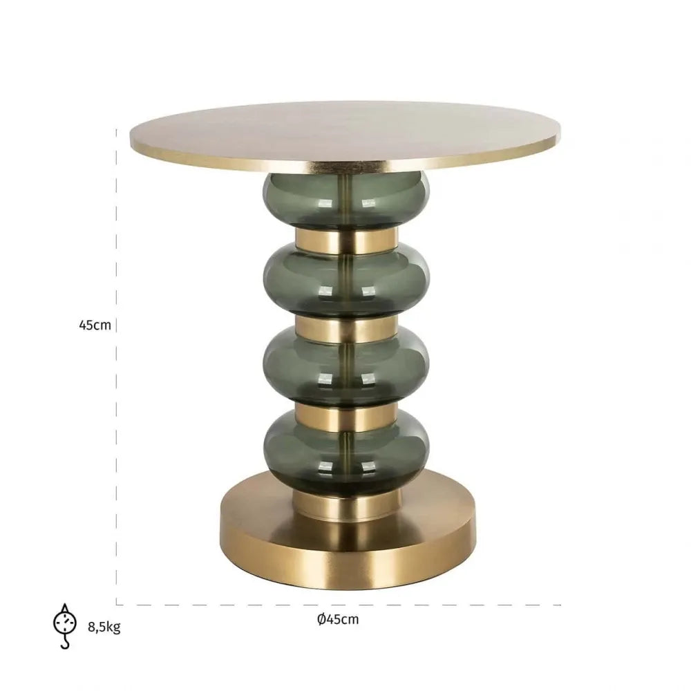Masuta laterala Rotunda din Aluminiu/Sticla Auriu/Verde D45xH45cm Dalina