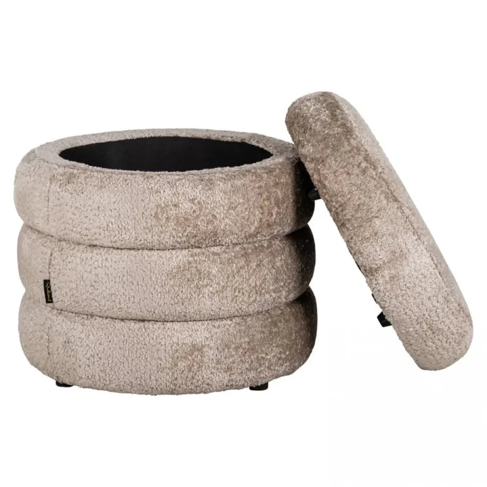 Puf tapitata cu Blanita artificiala Bej D50xH45cm Adele Richmond Interiors