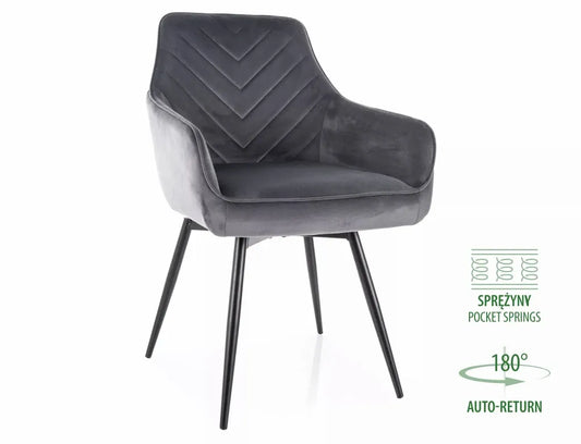 Set 2 scaune din Catifea Bej inchis si Metal Negru Hx88Lx55xA58cm Servio