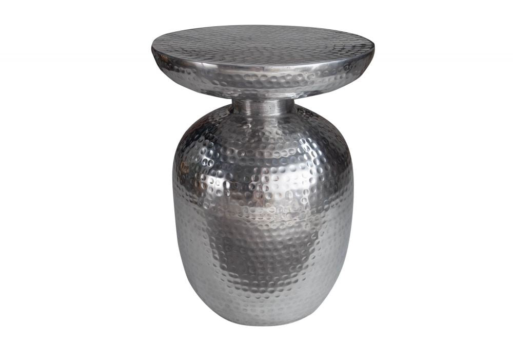 Masuta de colt Rotunda din Metal Argintiu D36xH47cm Orient