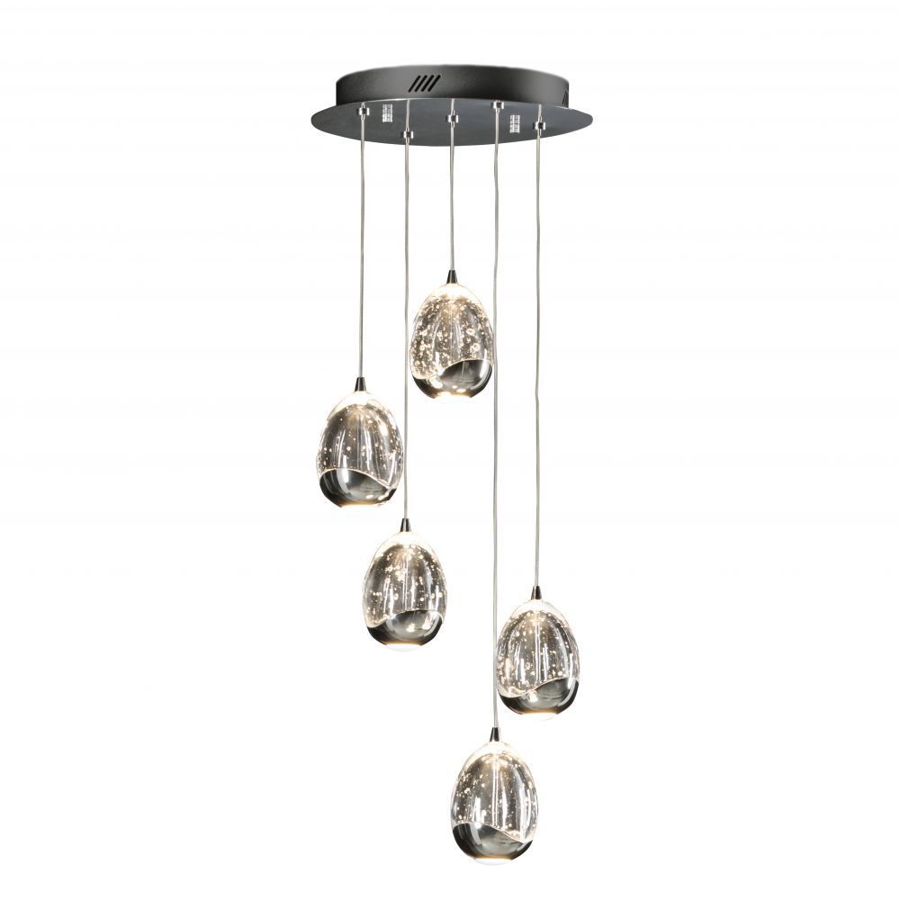 Lustra rotunda cu inaltime reglabila din Sticla Transparent cu LED  D30xH150cm Rocio