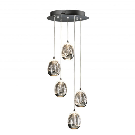 Lustra rotunda cu inaltime reglabila din Sticla Transparent cu LED  D30xH150cm Rocio