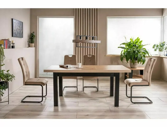Masa extensibila din PAL Maro/Negru L140-218xH78cm Presto