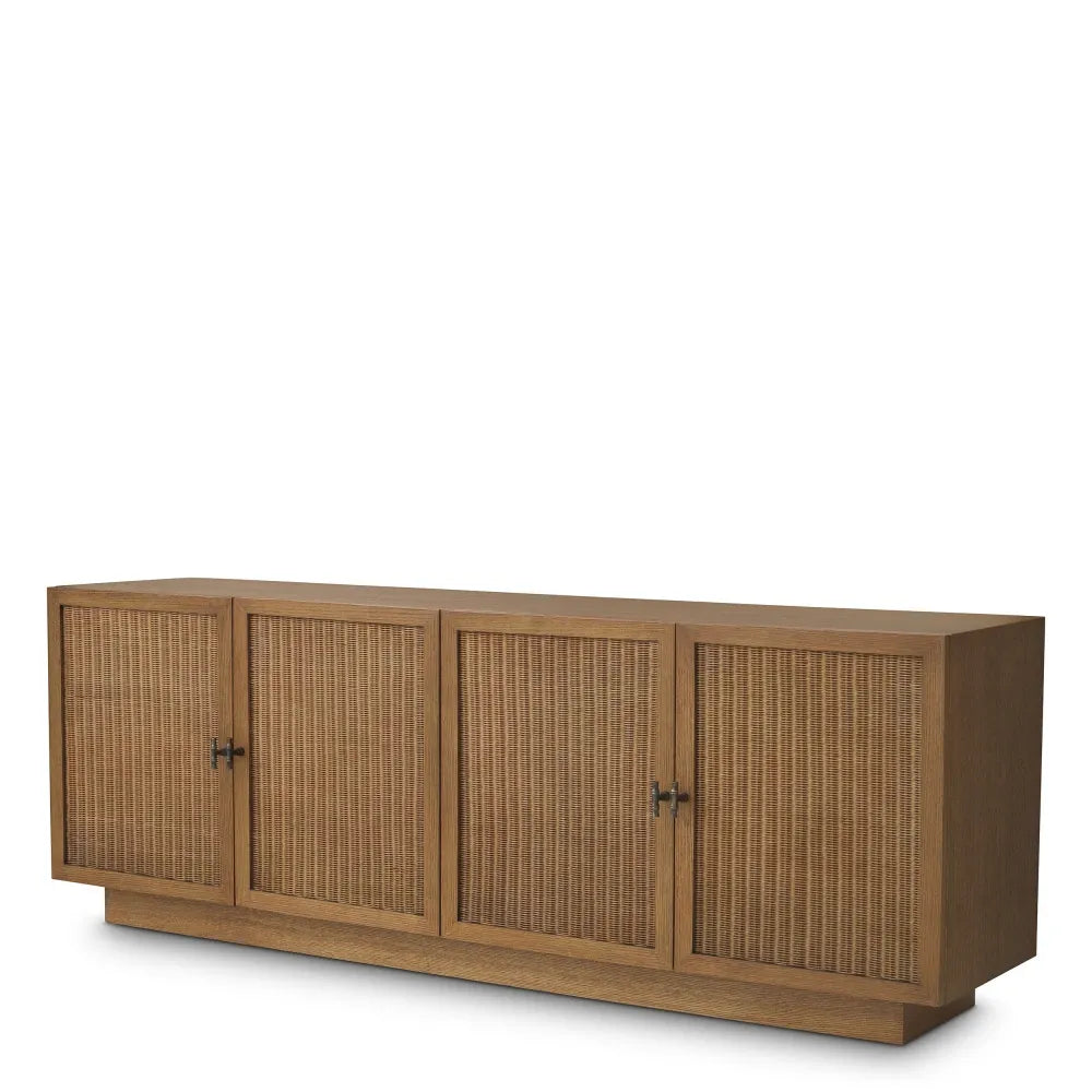 Comoda din Furnir de stejar/Ratan Maro L220xH78cm Borchard Eichholtz