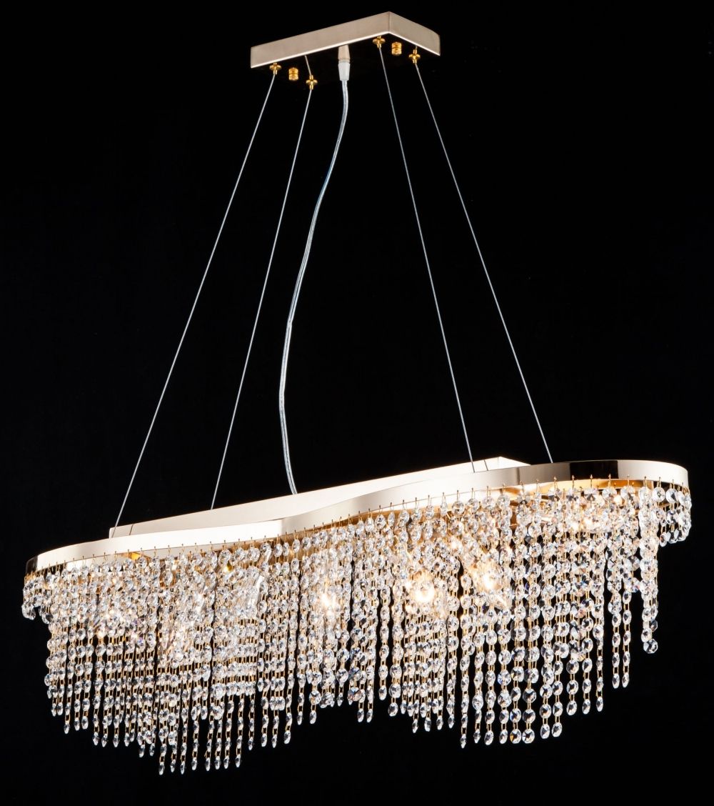 Lustra dreptunghiulara cu inaltime reglabila din Cristal Transparent cu 7 becuri L94x24xH68cm Toils