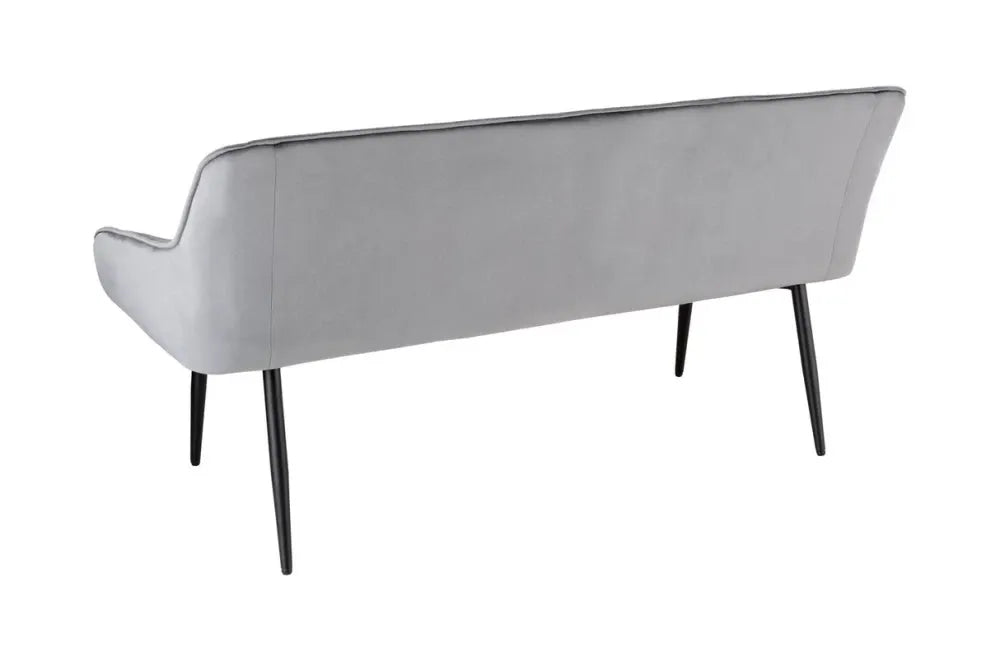 Banca din Metal Negru si Catifea Gri H82xL160cm Turin