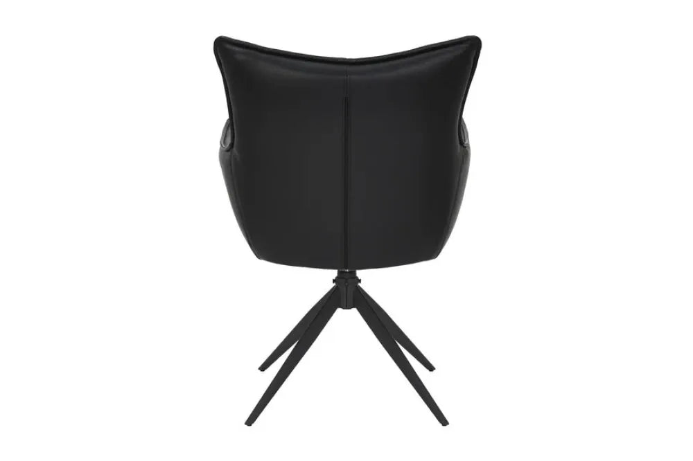 Set 2 scaune rotative tapitat cu Piele artificiala Negru si picioare din Metal Negru H92xL60xA64cm VOGUE