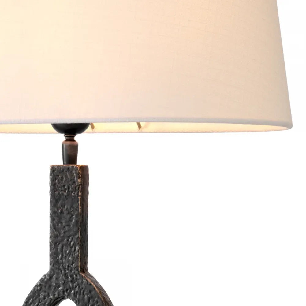 Veioza din Metal Bronz si Textil Alb H65.5xL42cm Coosa Eichholtz