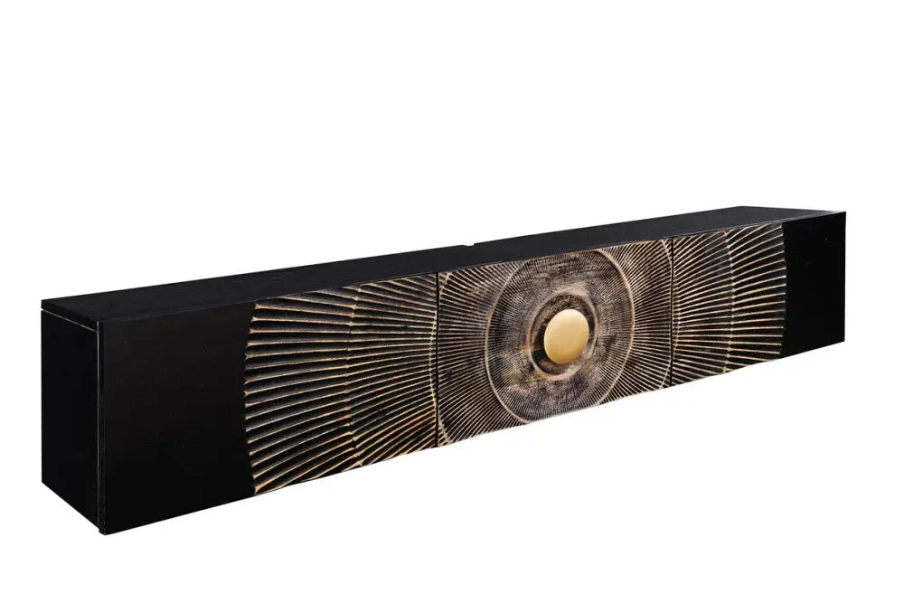 Comoda TV suspendata din Lemn de mango Negru L160xH33cm GOLDEN SUNSET