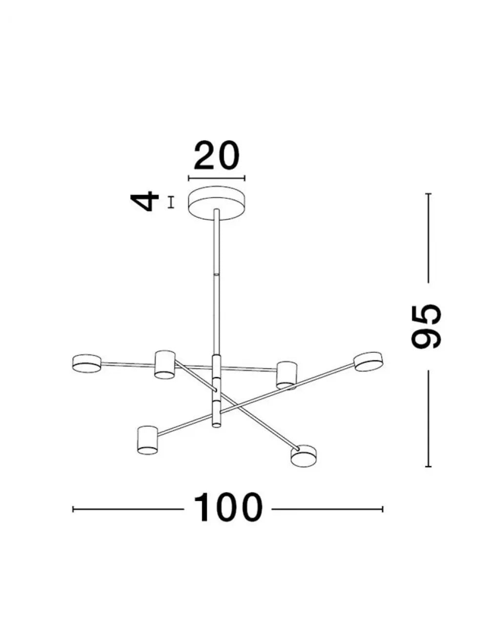 Candelabru structura din Aluminiu Negru si abajur din Acrilic Alb H95xL100cm IP20 28W 594lm 3000k NORDIK