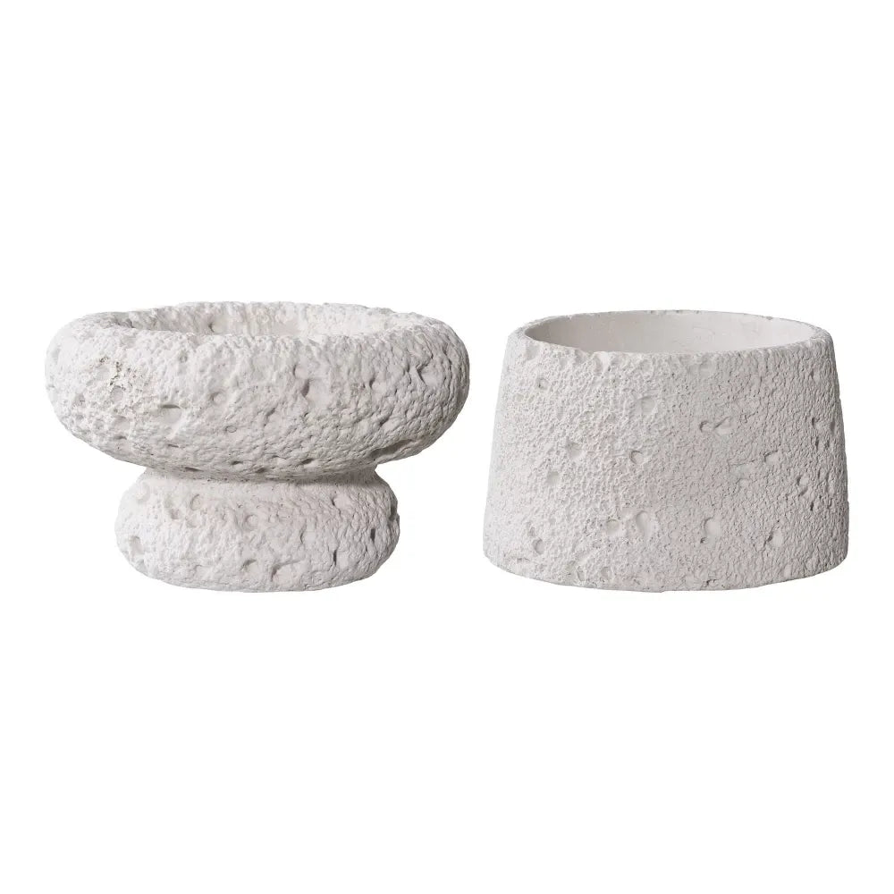 Set 2 suporturi lumanari din Ciment Gri H6,8/7,2xD10,5/11,8cm HN0916