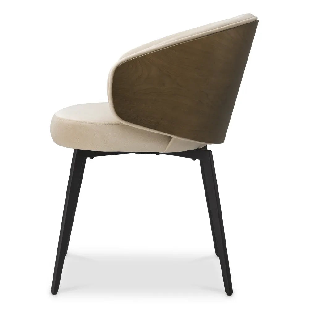Scaun rotativ tapitat cu Stofa Bej L57xA62xH77cm Camerota Eichholtz