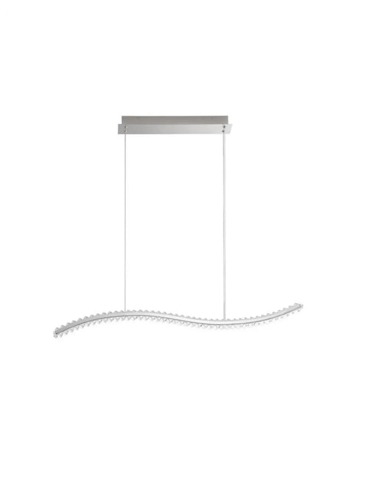 Lustra structura din Metal Argintiu si abajur din Cristal Transparent H150xL100cm IP20 43W 3351lm 3500k AURELIA