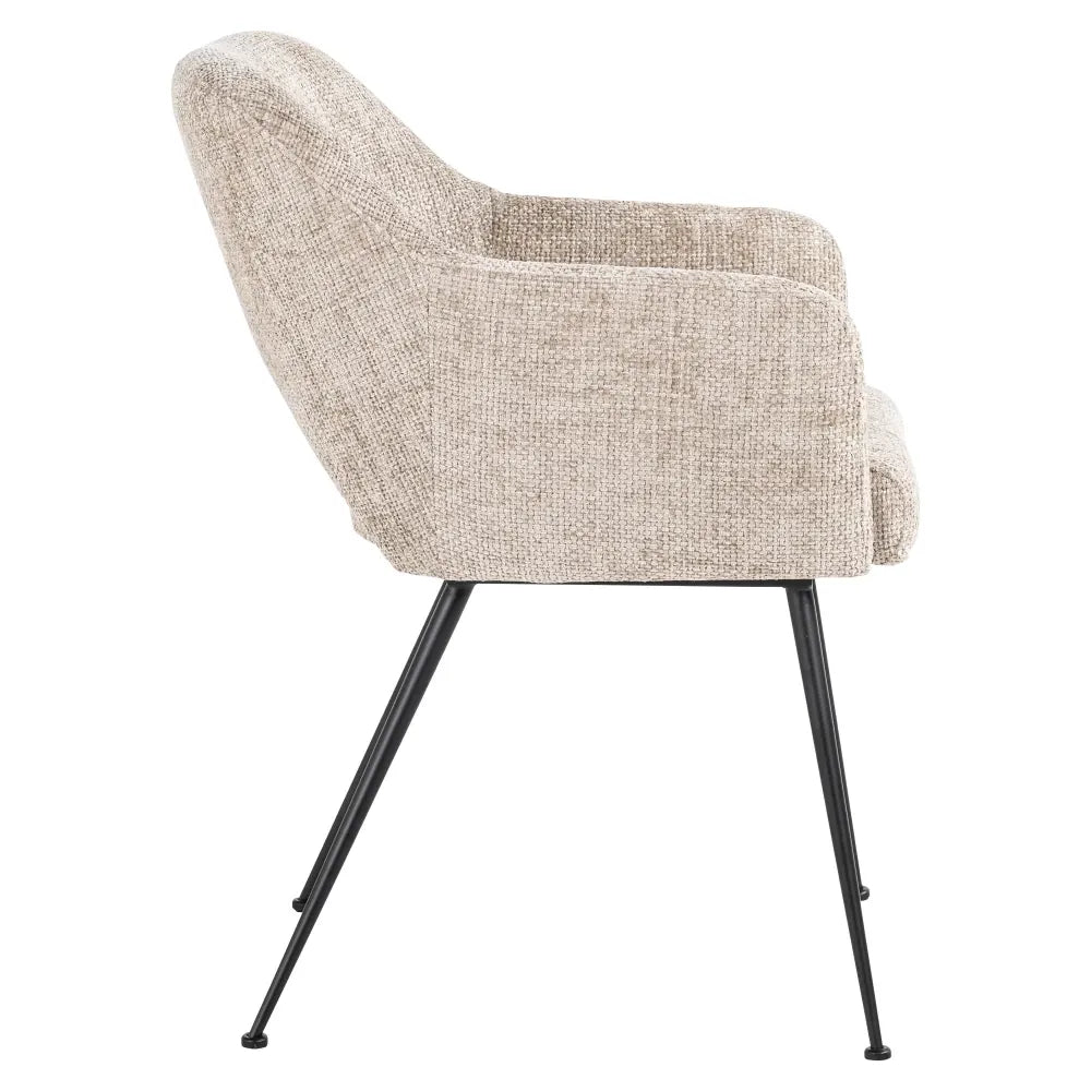 Scaun tapitat cu Stofa Bej cu picioare din Metal Negru H80xL56xA61cm Jenthe Richmond Interiors