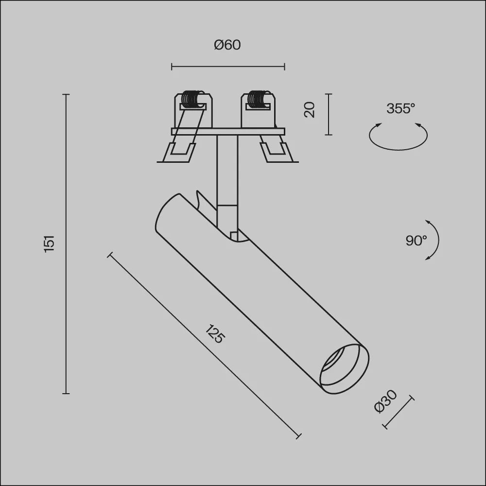 Spot incastrat din Aluminiu Negru H15.1xD3cm 6W 330lm 3000k Focus T