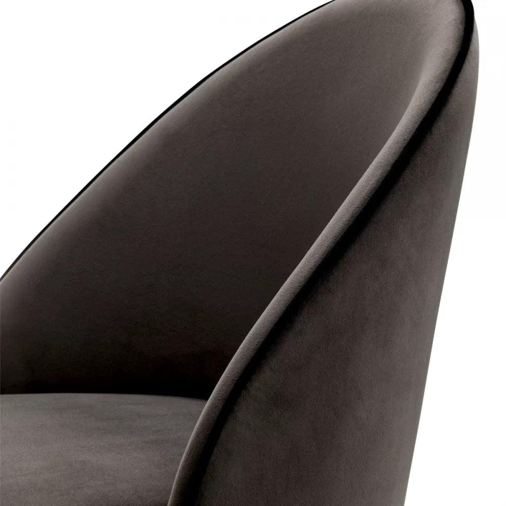 Set 2 scaune tapitat cu Catifea Gri deschis cu picioare din Metal Negru/Auriu H83xL55xA64cm Cooper Eichholtz