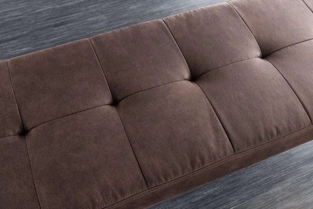 Bancheta din Metal Negru si Microfibra Maro H45xL100cm Boutique