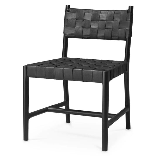 Scaun tapitat cu Piele naturala Negru L58xA59.5xH85cm Tiberio Eichholtz