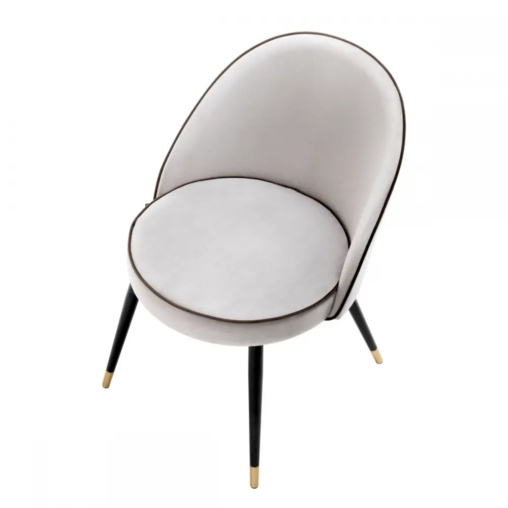 Set 2 scaune tapitat cu Catifea Gri deschis cu picioare din Metal Negru/Auriu H83xL55xA64cm Cooper Eichholtz