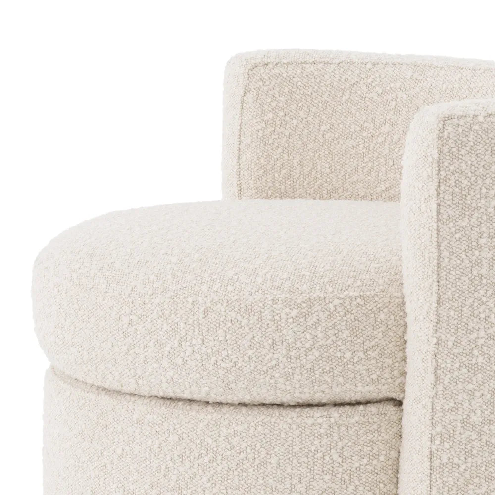 Taburet tapitat cu Stofa boucle Crem L61xA57xH64cm Arcadia Eichholtz