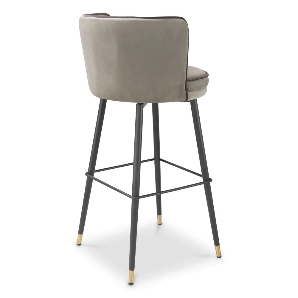 Scaun de bar rotativ tapitat cu Catifea Grej/Gri L53xA48xH100.5cm Grena Eichholtz