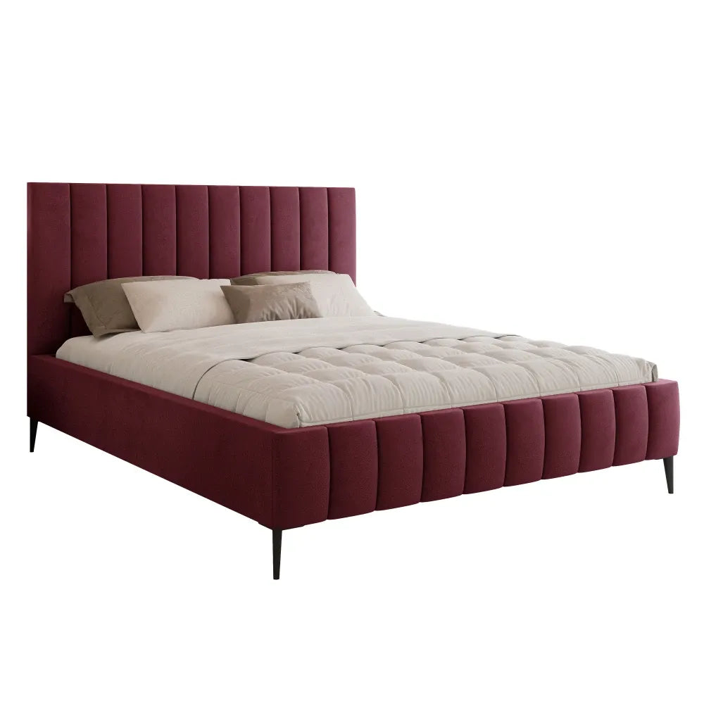 Pat 160 x 200 tapitat cu Catifea Velutto Rosu Adel
